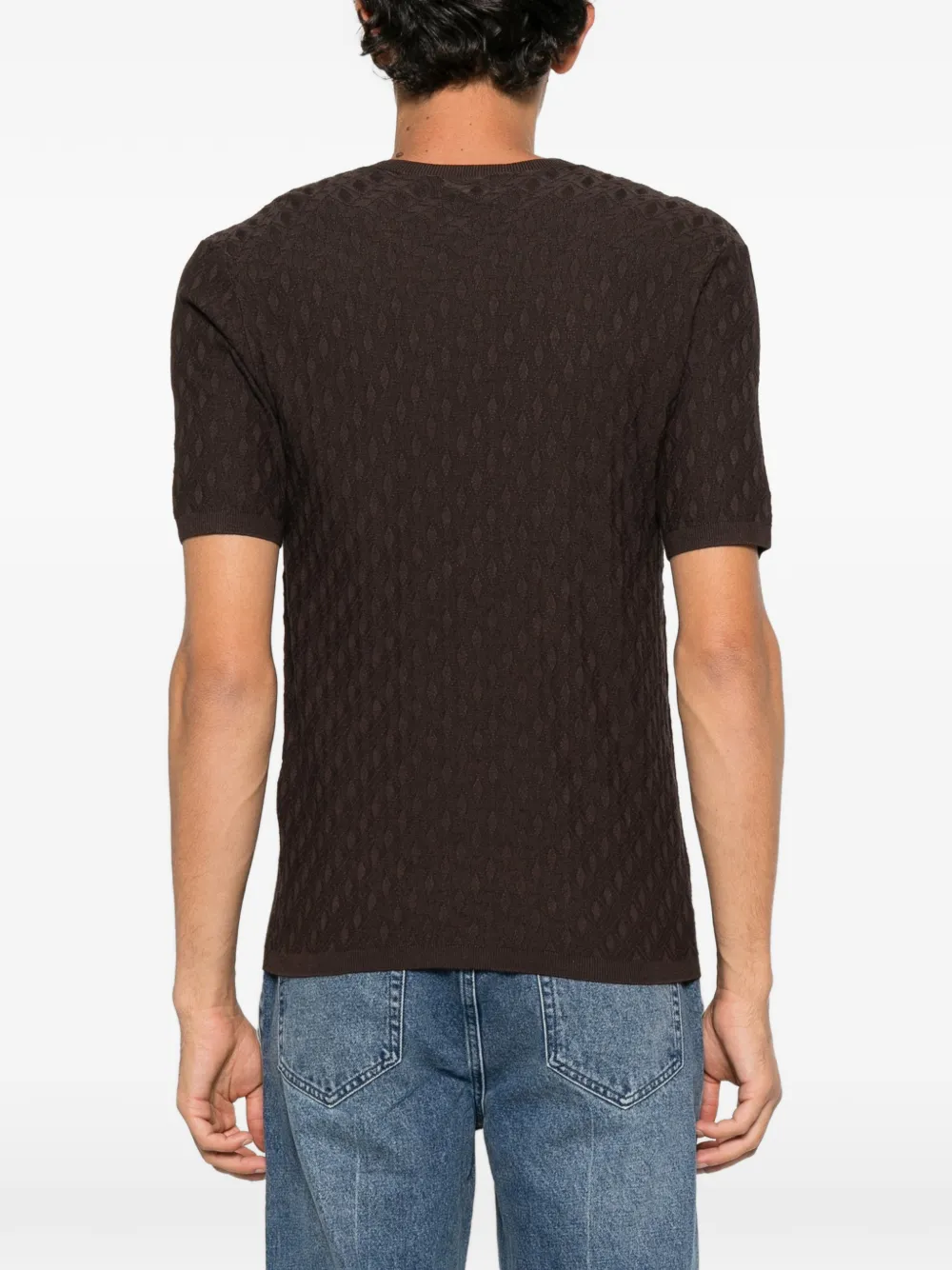 Emporio Armani textured-knit short-sleeve top Bruin