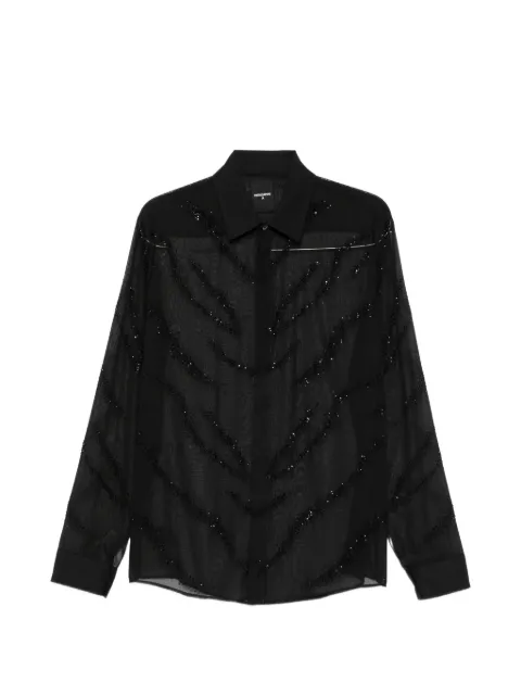 Patrizia Pepe crystal-embellished sheer shirt