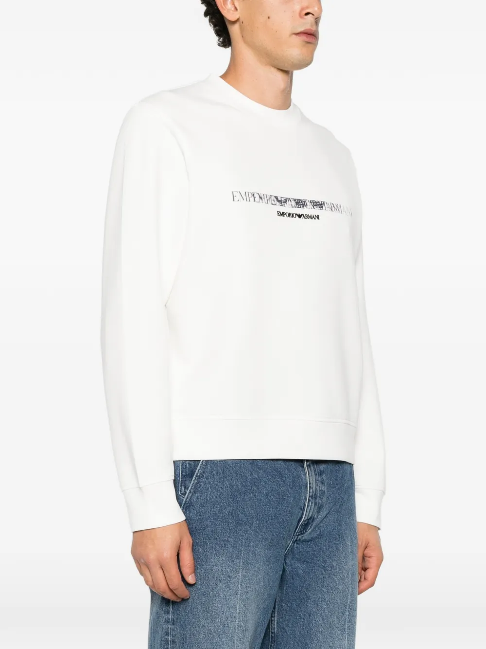 Emporio Armani logo-print crew-neck sweatshirt Wit