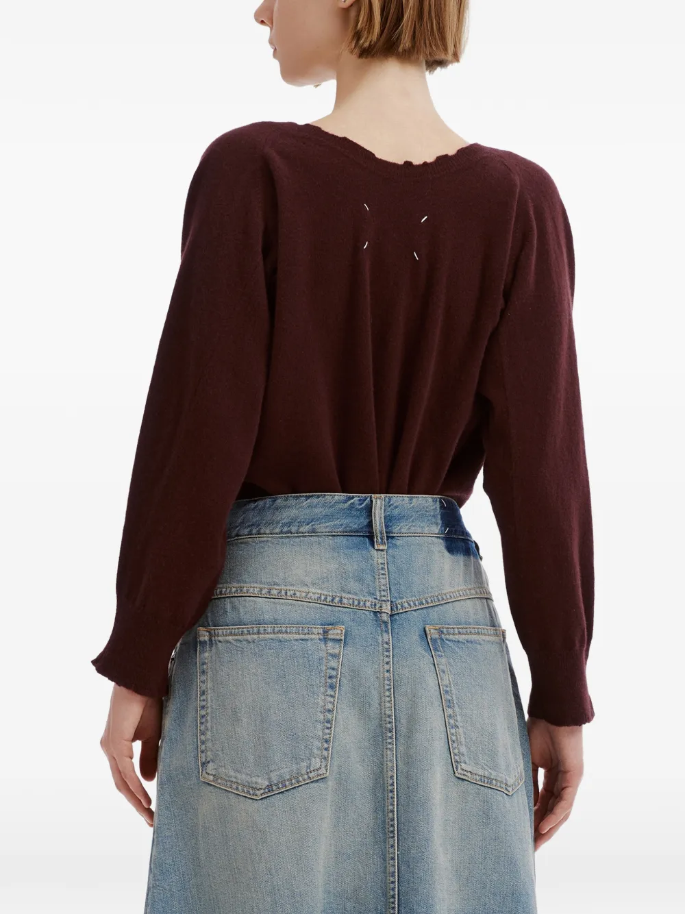Maison Margiela distressed V-neck sweater Rood