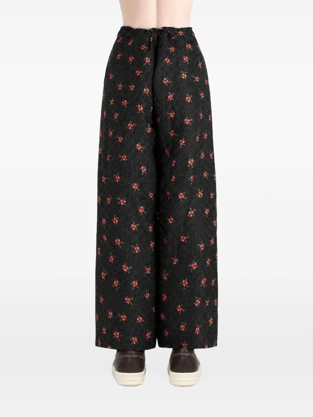 Comme des Garçons TAO floral-print drawstring trousers Zwart