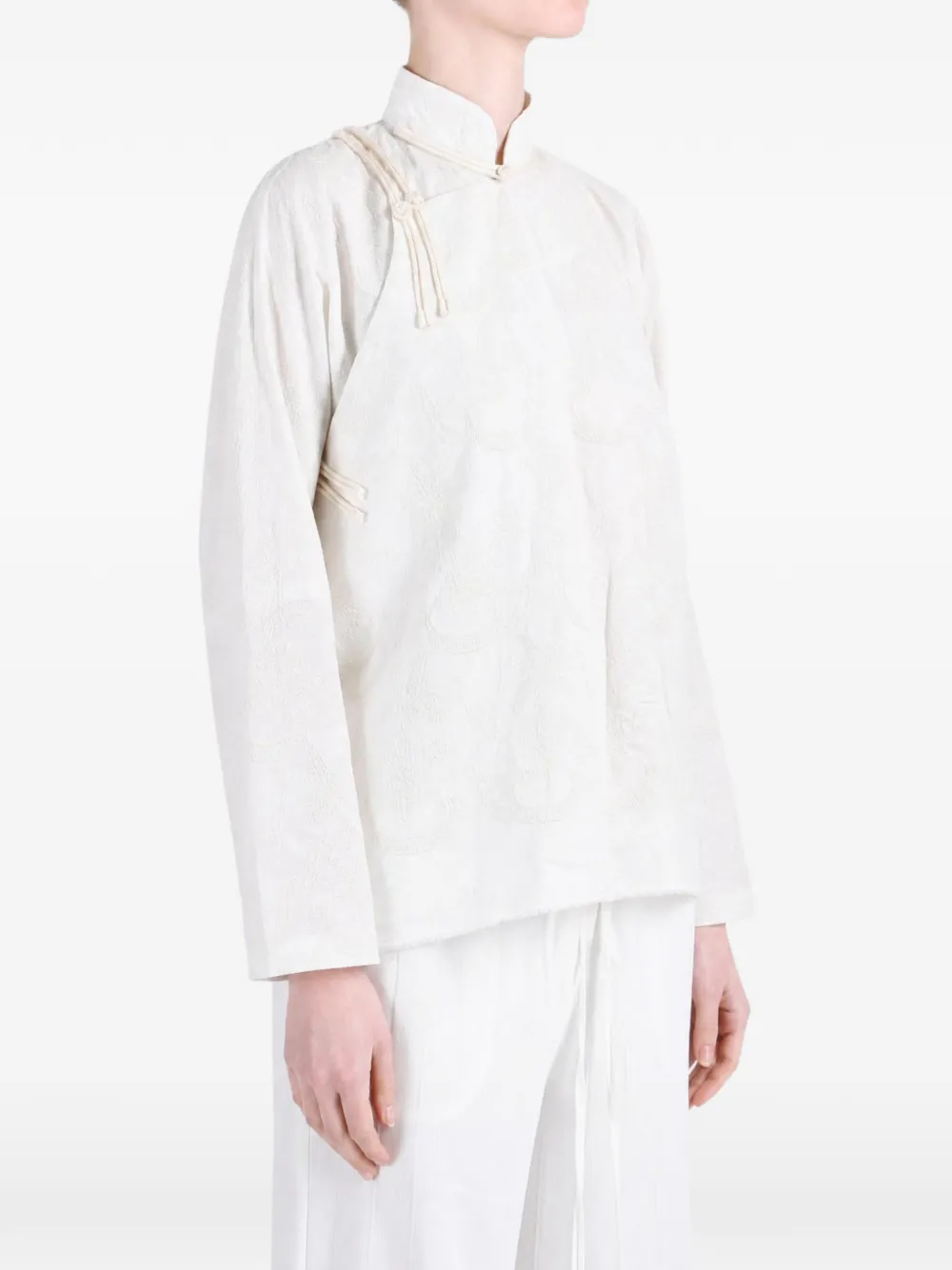Comme des Garçons TAO embroidered high neck blouse Wit