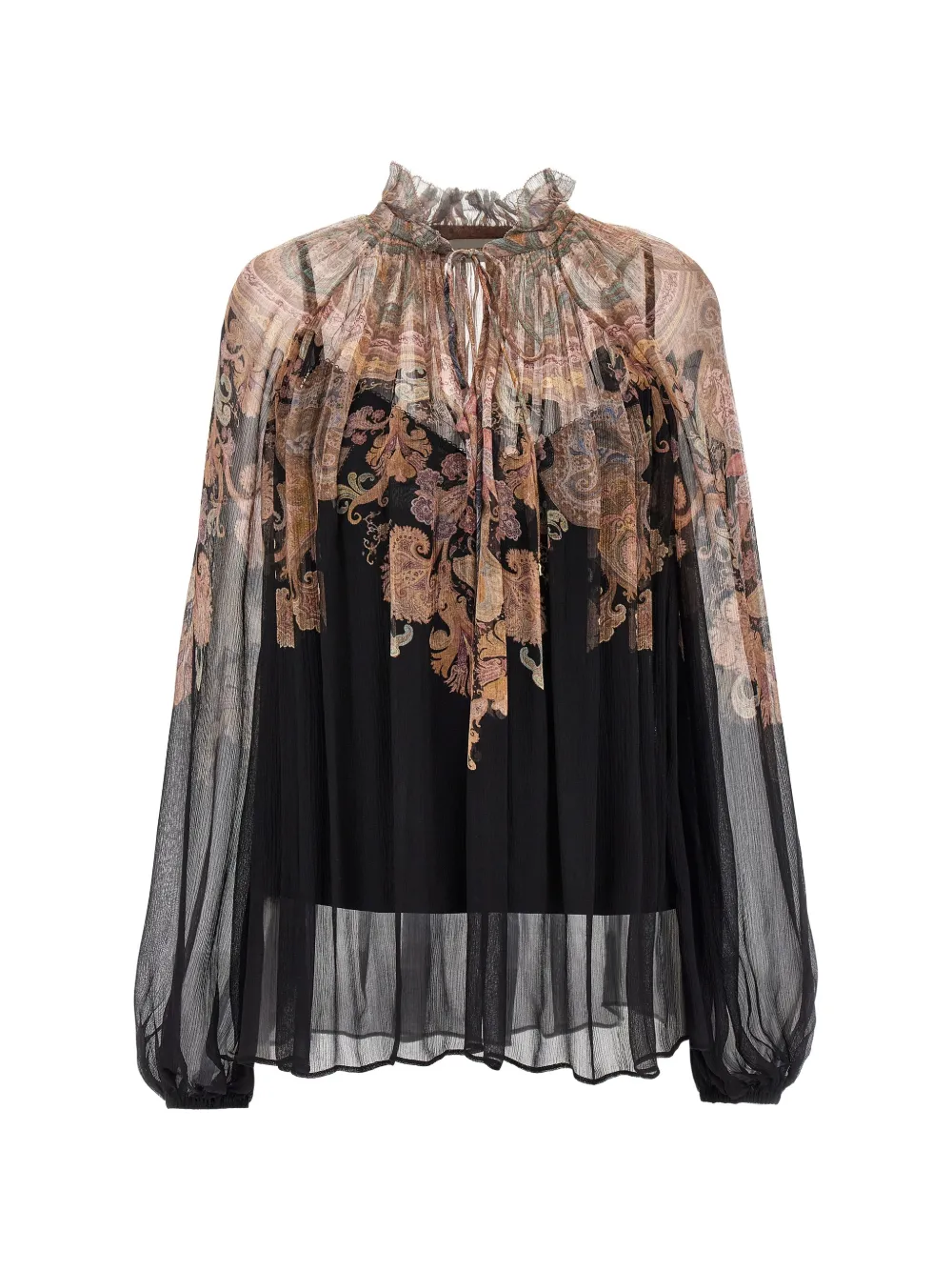 ZIMMERMANN Illustration Billow floral-print blouse Zwart