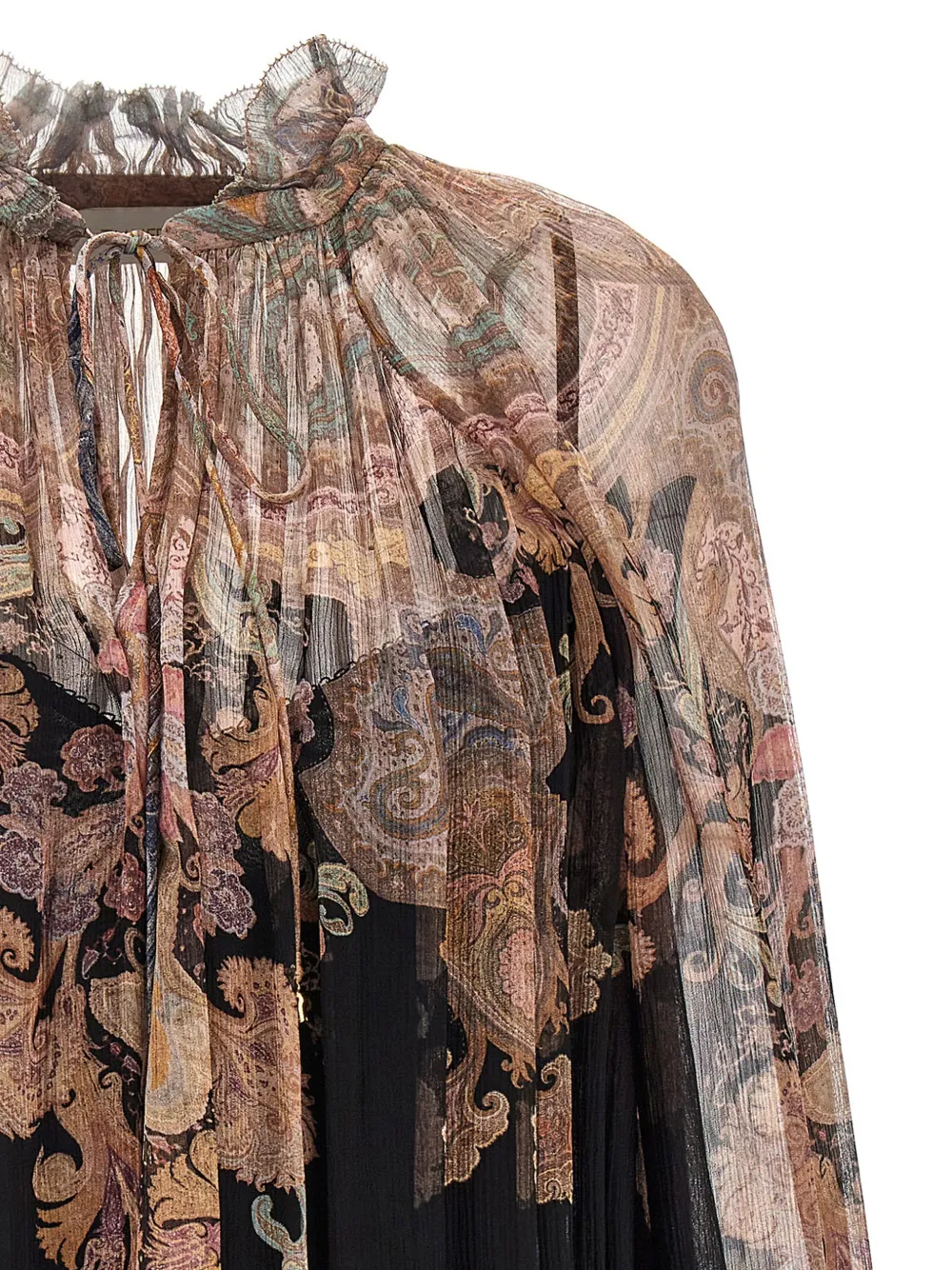 ZIMMERMANN Illustration Billow floral-print blouse Zwart