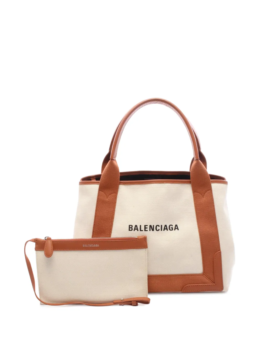 Balenciaga Pre-Owned 2000-2026 Navy Cabas S Canvas tote bag - Nude