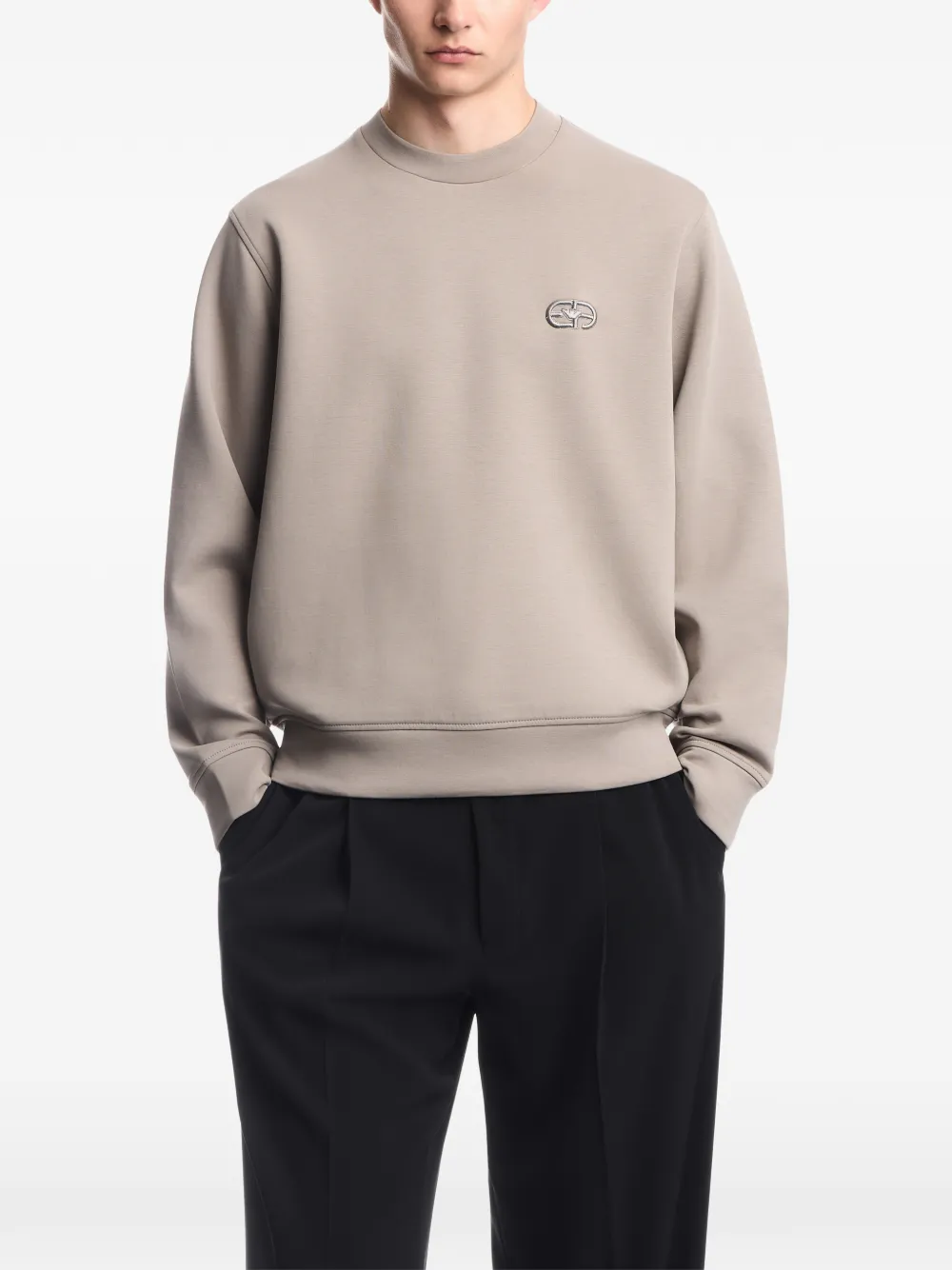 Emporio Armani sweatshirt essential in cotton double jersey Beige