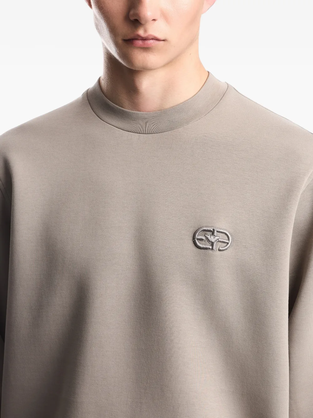 Emporio Armani sweatshirt essential in cotton double jersey Beige