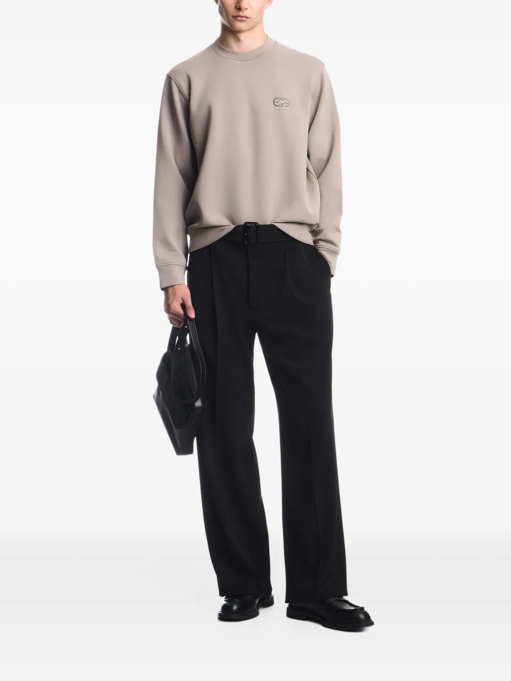 Emporio Armani sweatshirt essential in cotton double jersey Beige