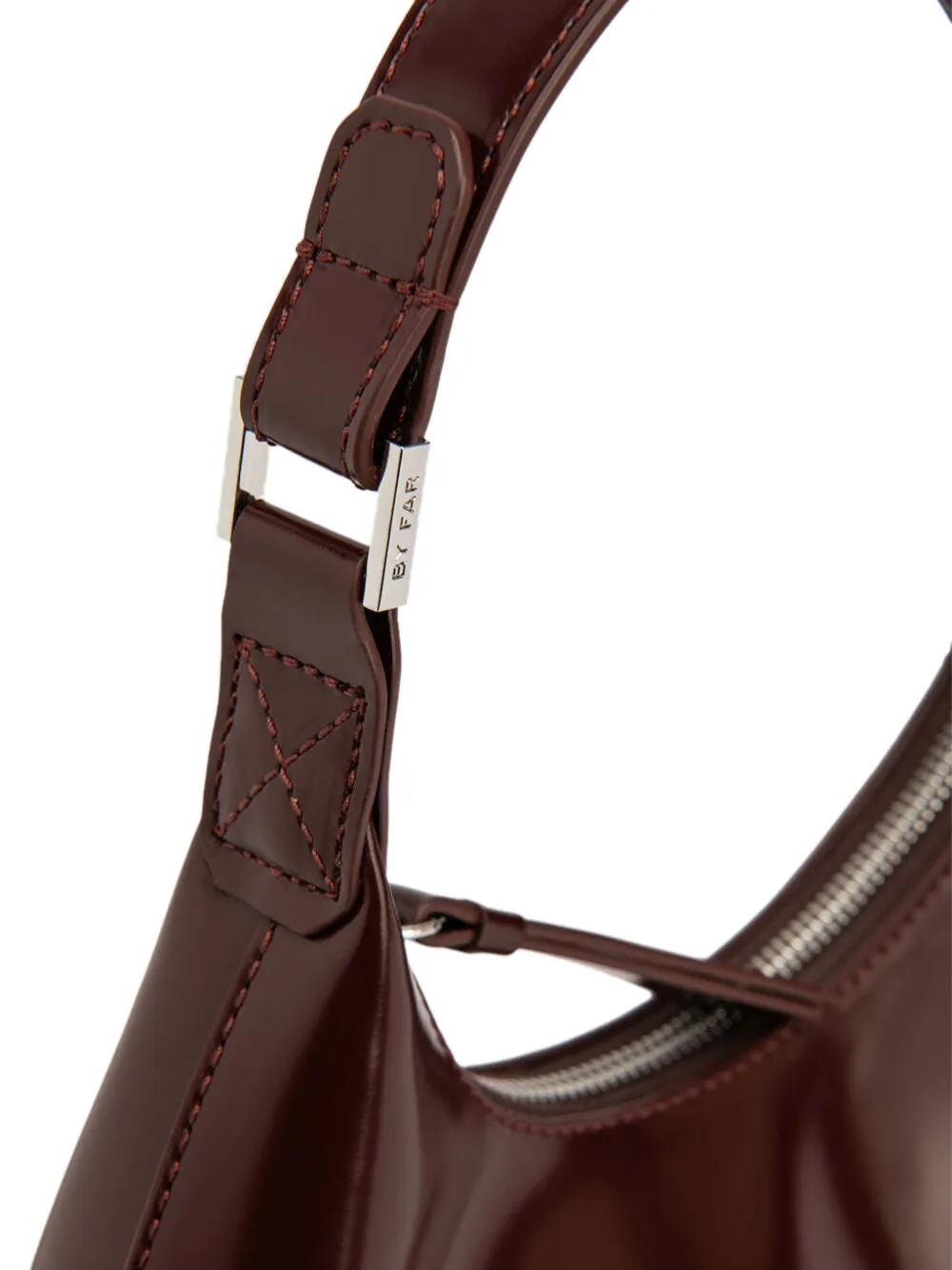 BY FAR Amberette semi-patent shoulder bag Bruin