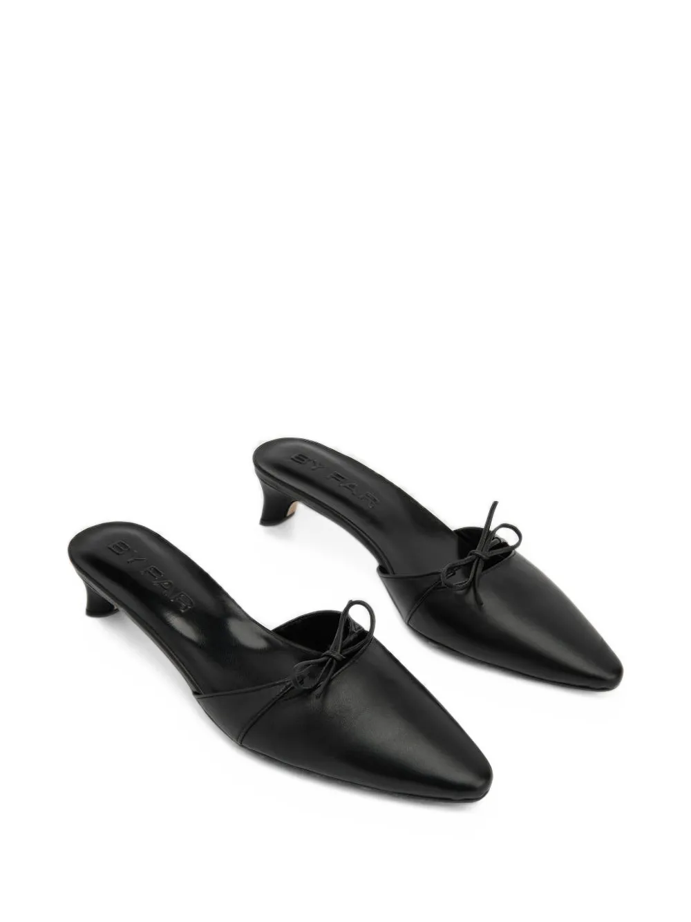 BY FAR Babybow leather heeled mules - Noir