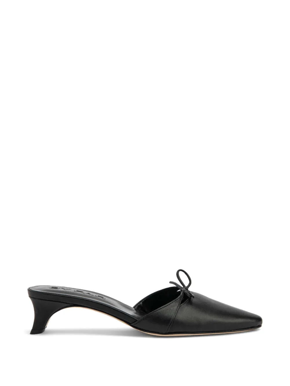 BY FAR Babybow leather heeled mules - Noir BY FAR Babybow leather heeled mules - Noir