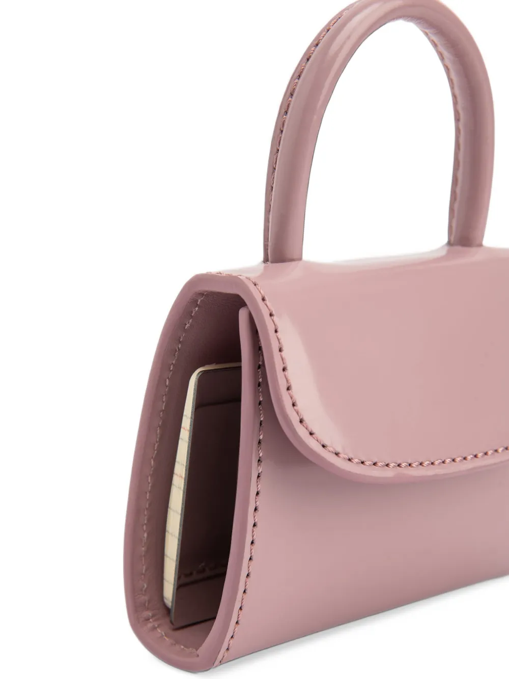 BY FAR Mini leather card holder Roze