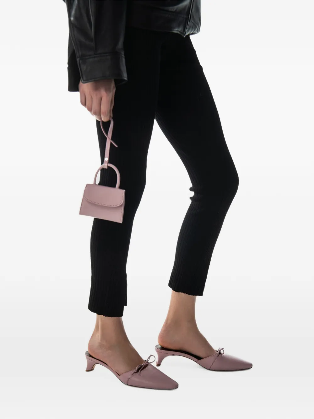 BY FAR Mini leather card holder Roze