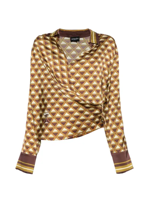Retrofete geometric-print draped blouse