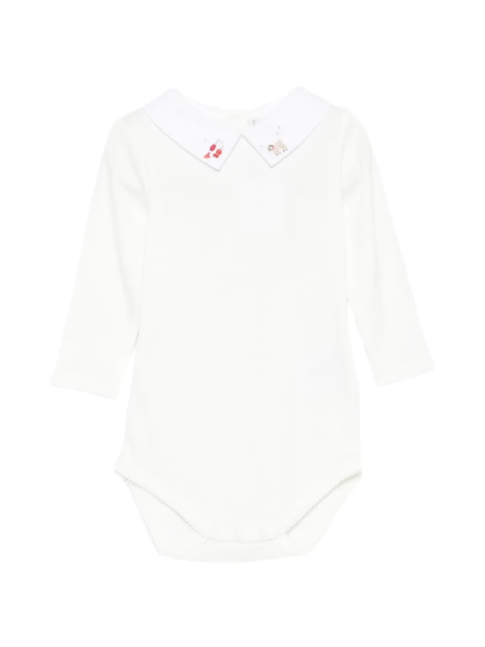 Bonpoint embroidered Peter Pan collar bodysuit Wit