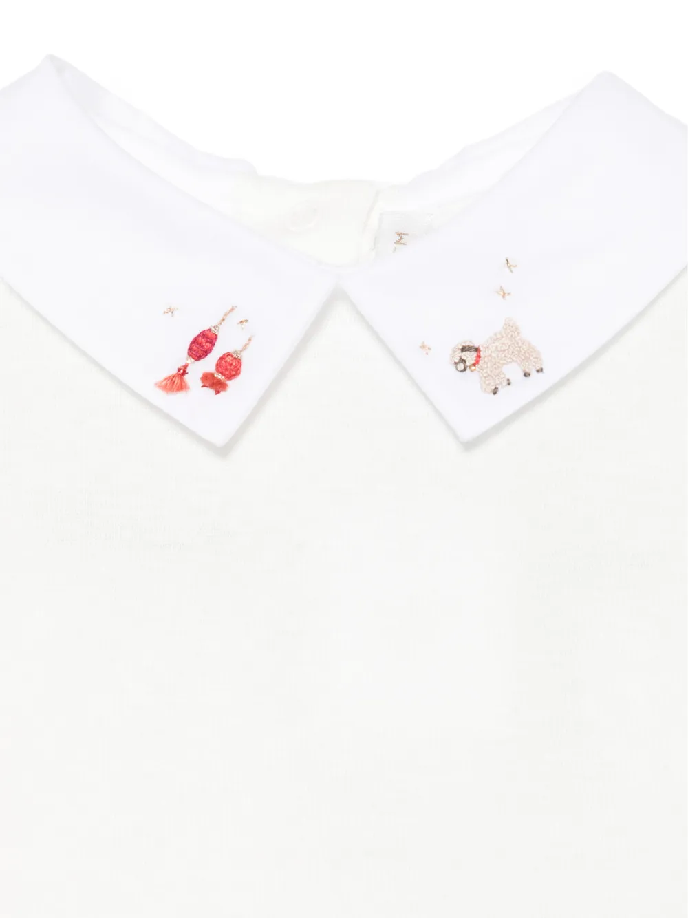 Bonpoint embroidered Peter Pan collar bodysuit Wit