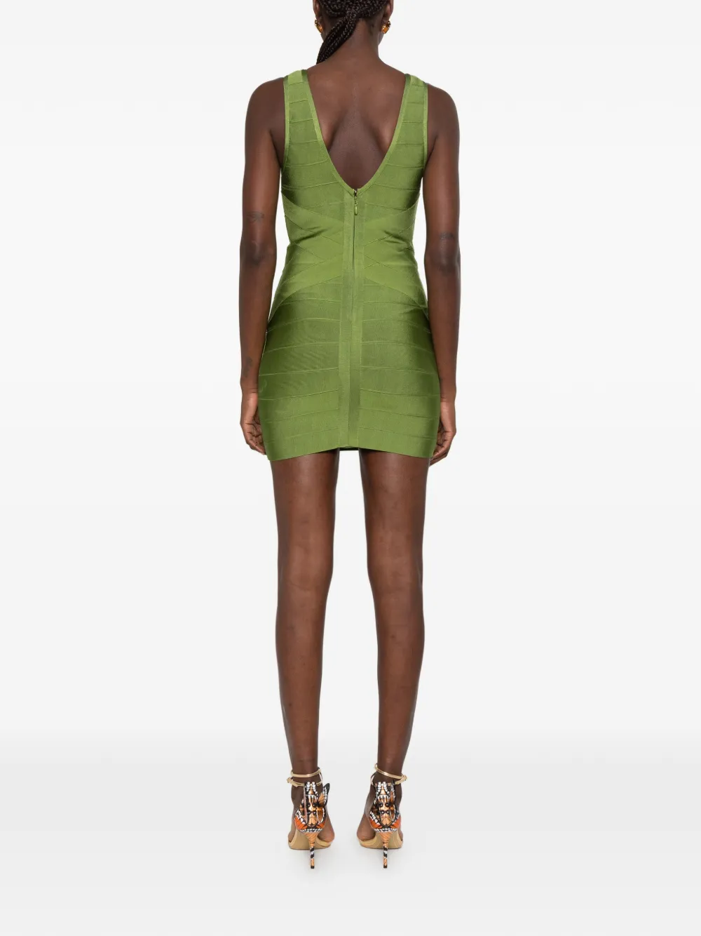 Retrofete bandage V-neck dress Groen