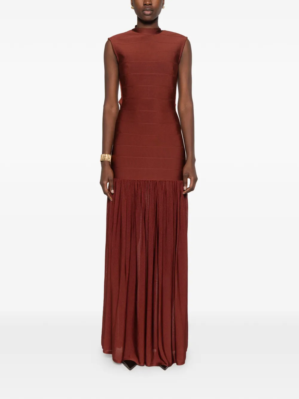Retrofete open-back bandage-style maxi dress Bruin