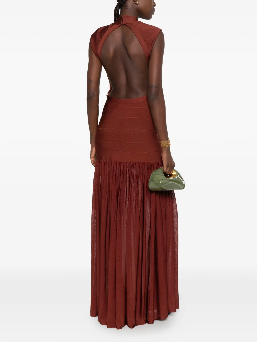 Retrofete open-back bandage-style maxi dress Bruin