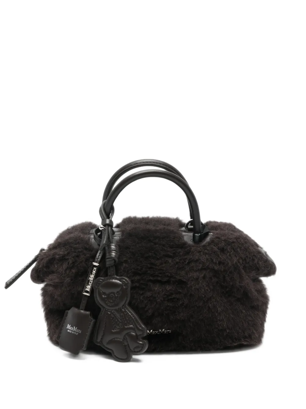Max Mara MXATedholdalls1 teddy-texture bear-charm tote bag - Marrone