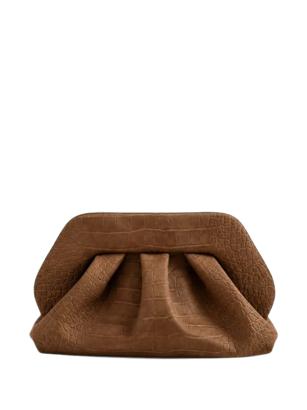 Themoirè Bios croc-effect clutch bag - Marrone