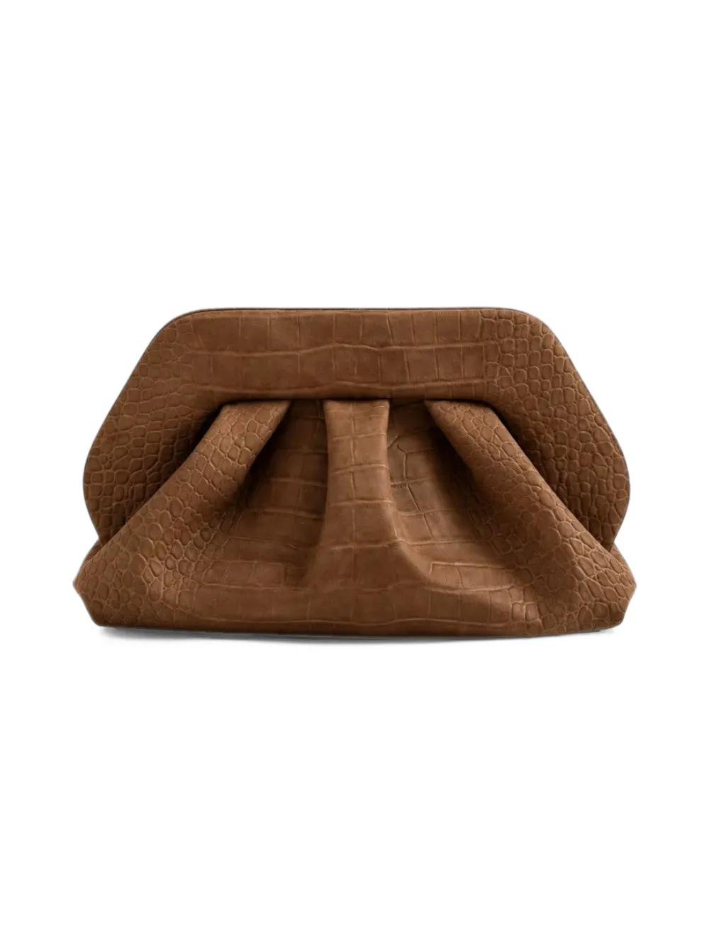 Themoirè Bios croc-effect clutch bag Bruin