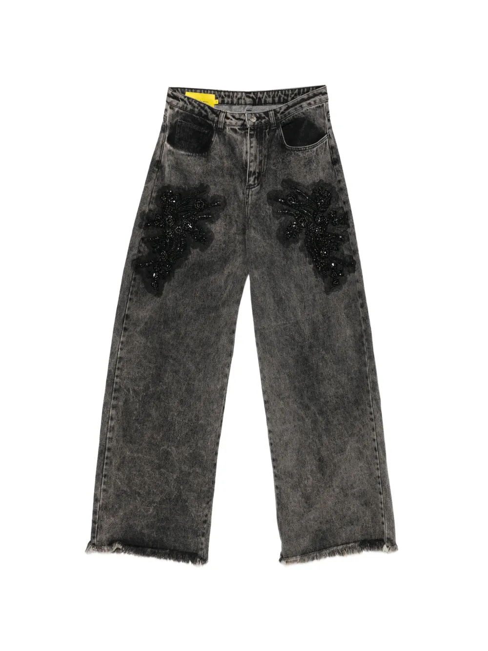 Marques'Almeida jean à bords effilochés orné de perles - Gris Marques'Almeida jean à bords effilochés orné de perles - Gris