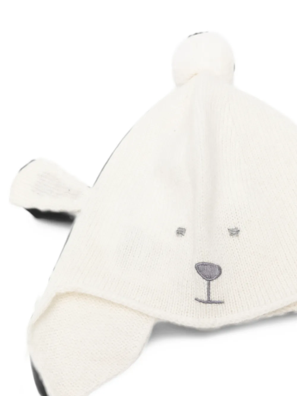 Bonpoint pom-pom ear-flap beanie hat Beige