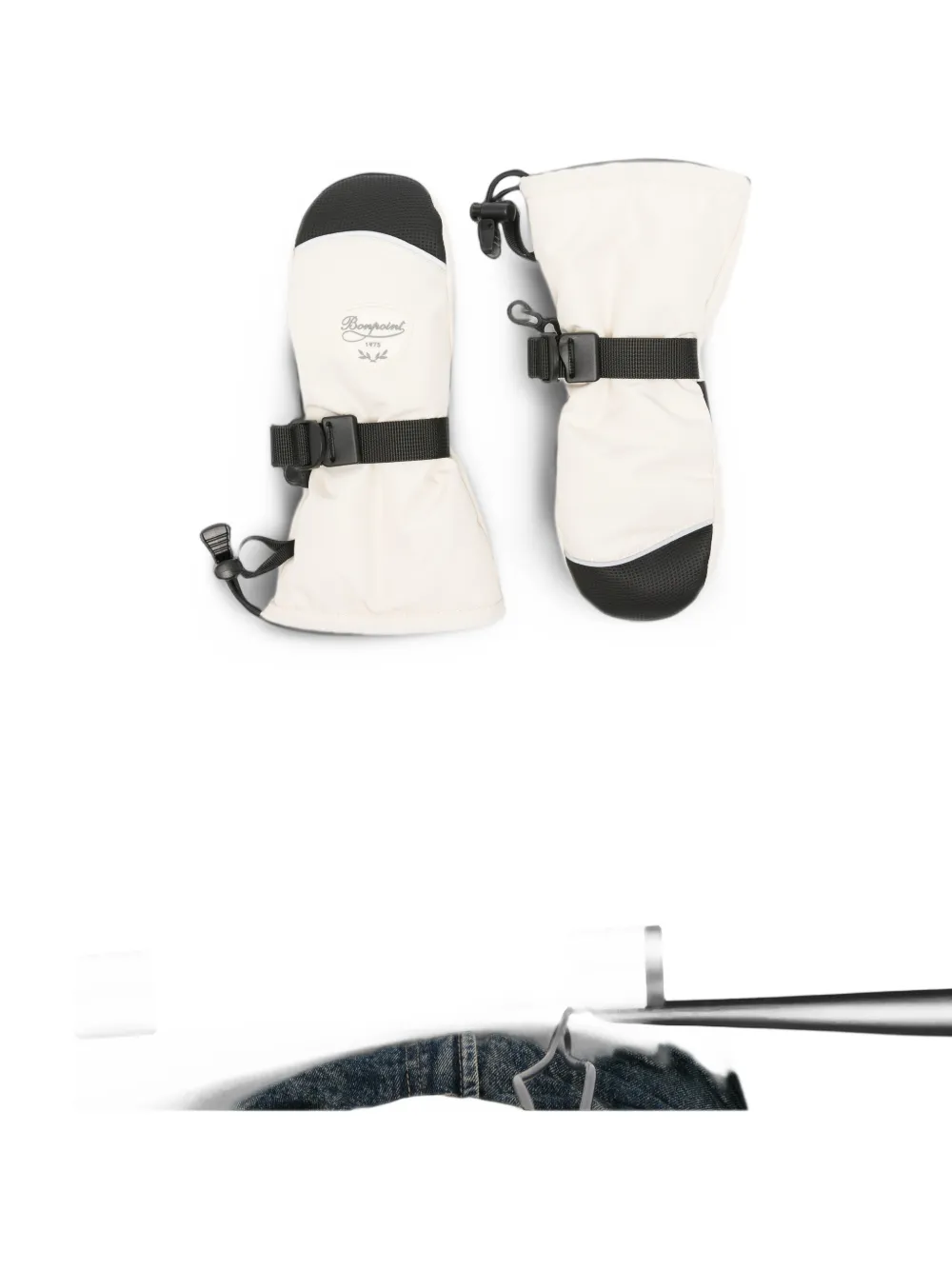 Bonpoint logo-patch buckle-fastening mittens Beige