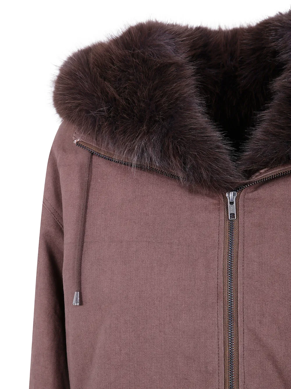 DRHOPE Soleil jack met afwerking van imitatiebont Bruin