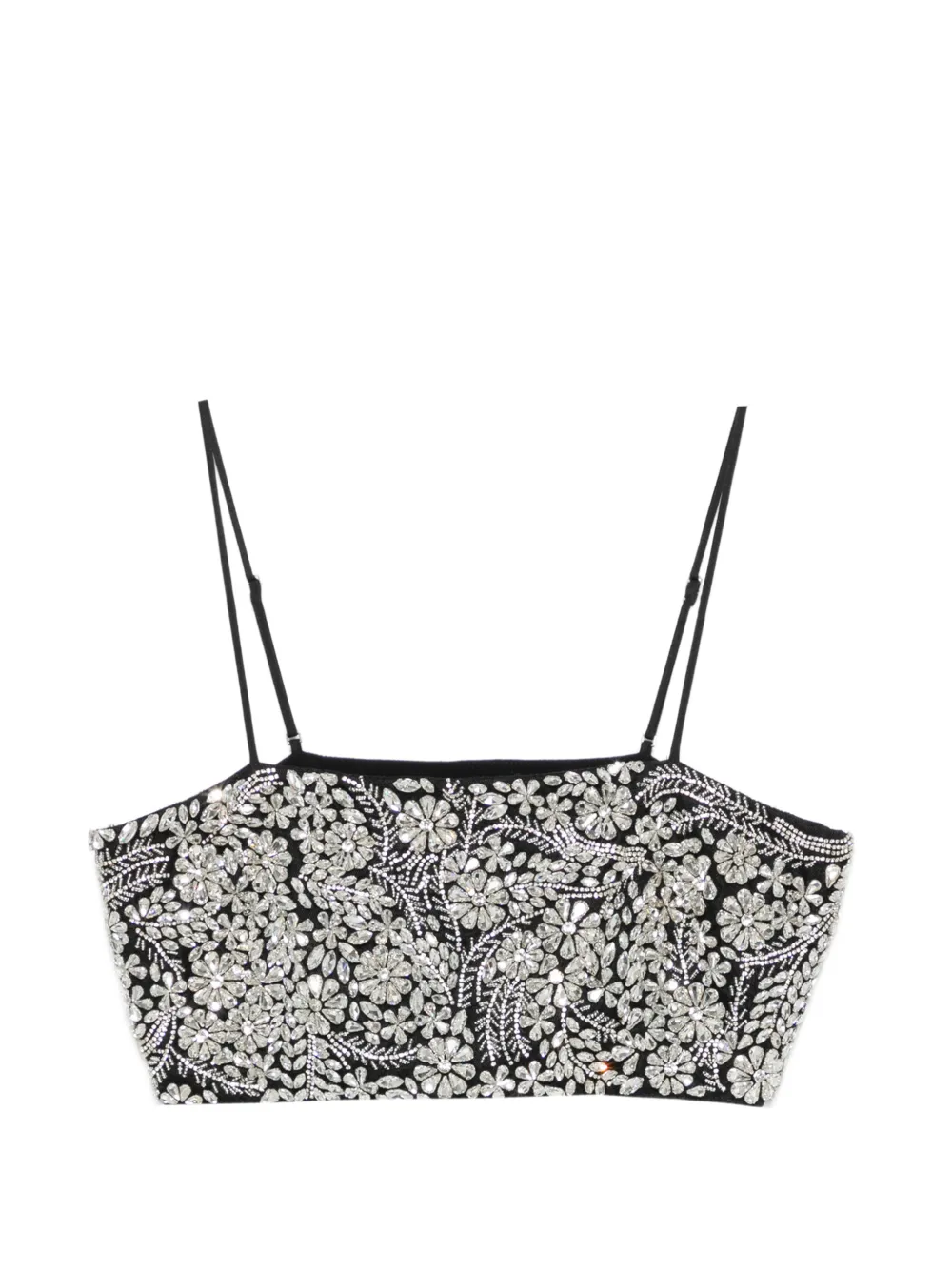 Cinq A Sept crystal-embellished floral-embroidered top - Nero
