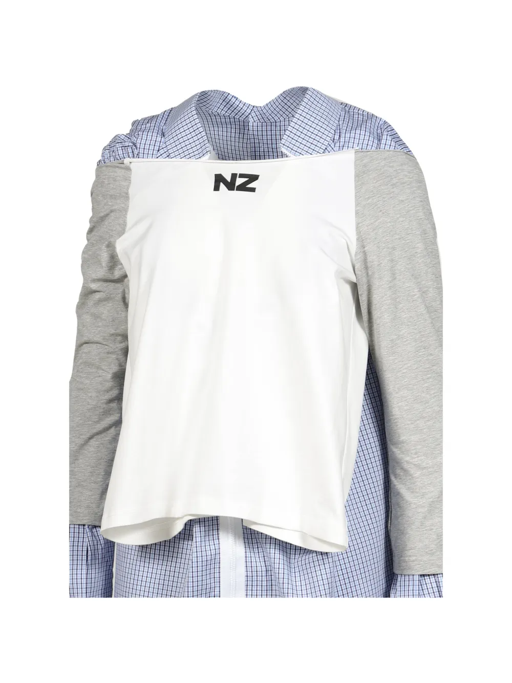 Natasha Zinko layered check-print shirt Blauw