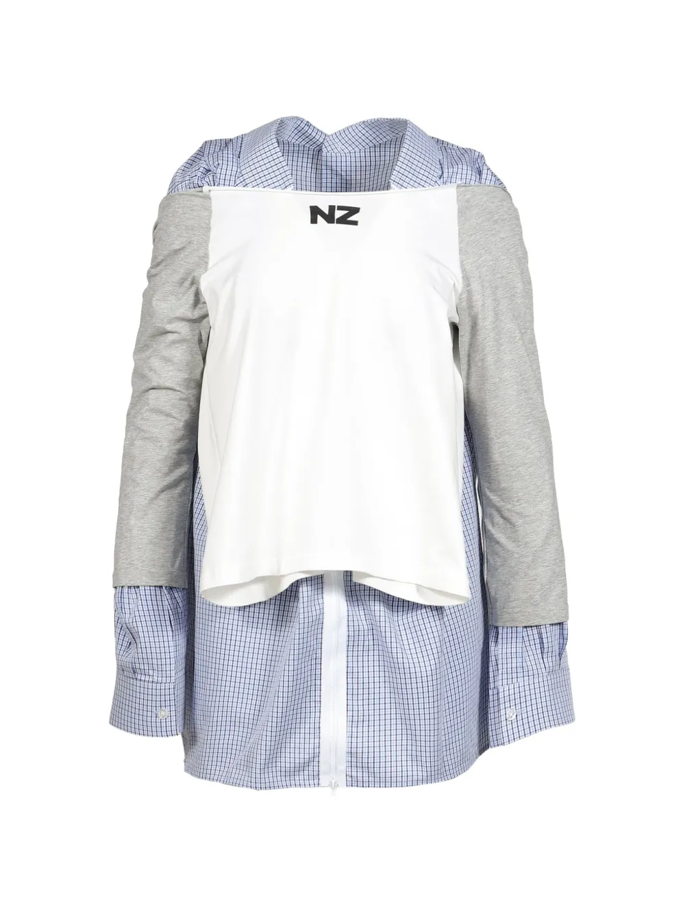 Natasha Zinko layered check-print shirt Blauw