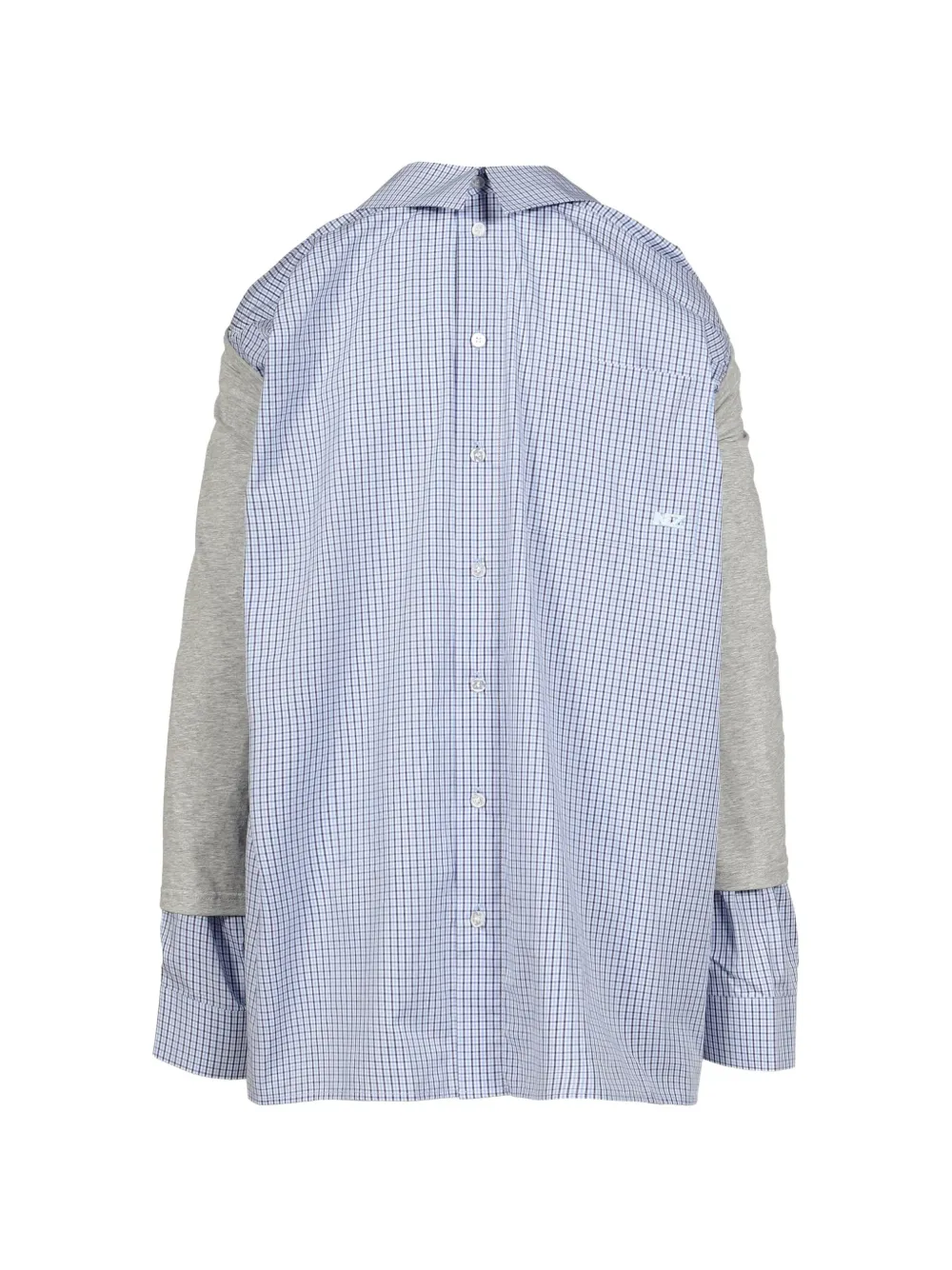 Natasha Zinko layered check-print shirt Blauw