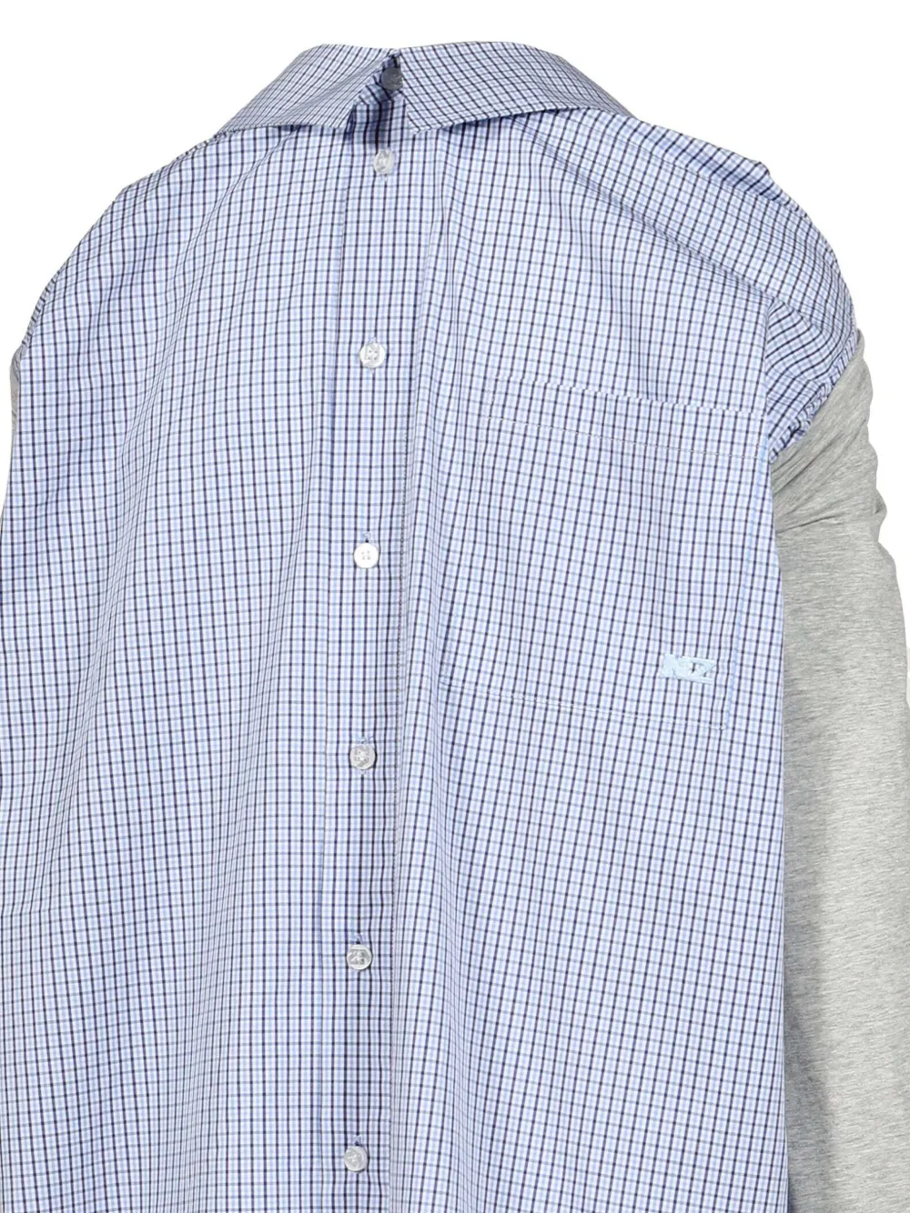 Natasha Zinko layered check-print shirt Blauw