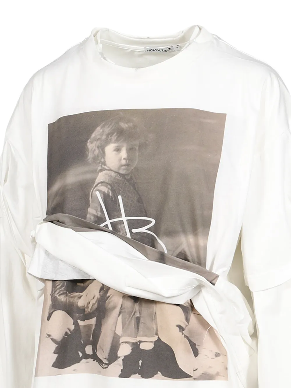 Natasha Zinko family distressed double-layer T-shirt Wit