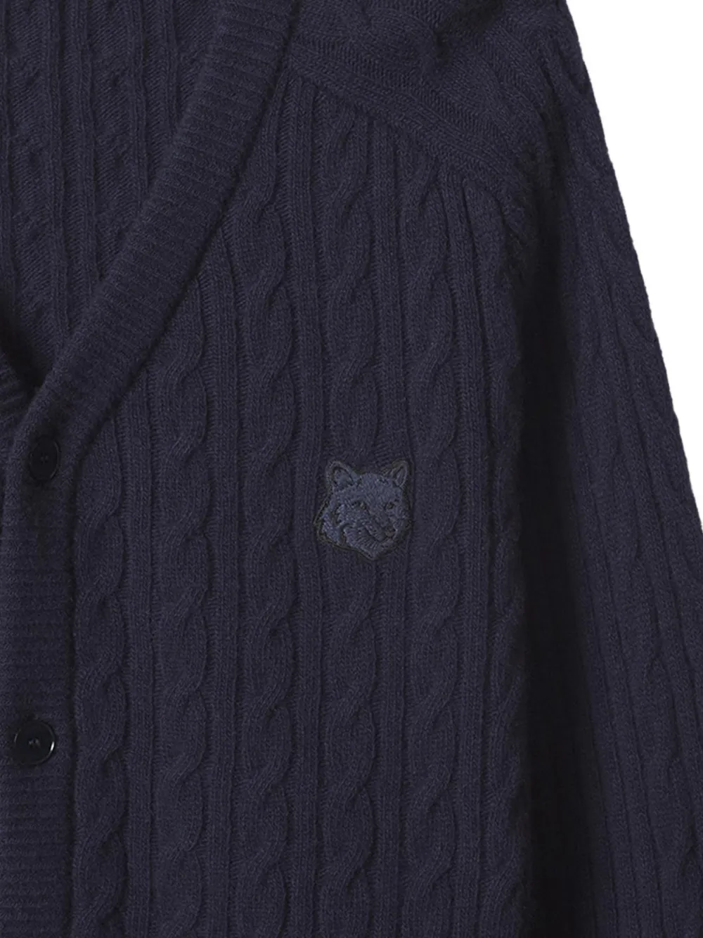 Maison Kitsuné Fox Head cable-knit cardigan Blauw