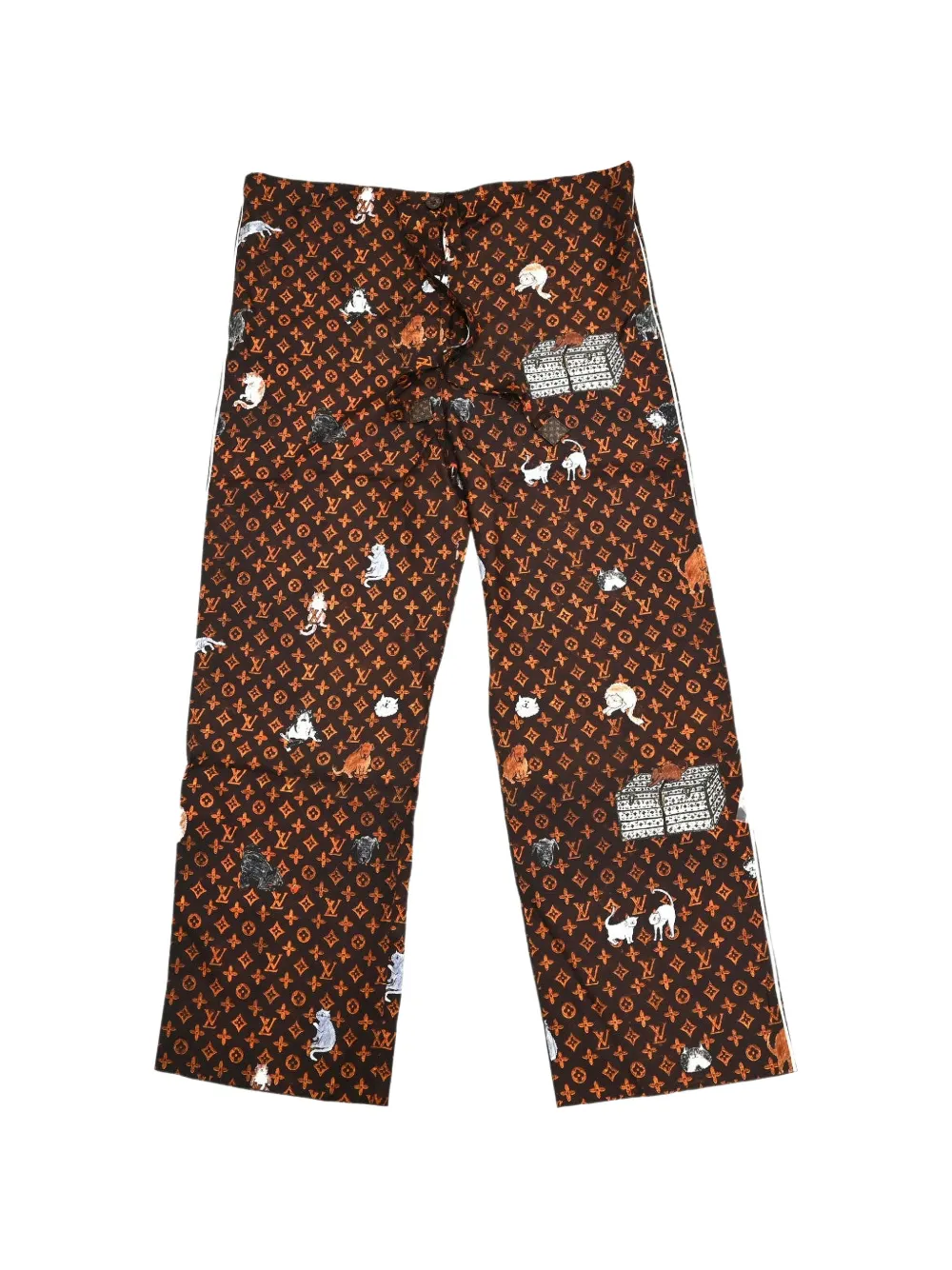 Louis Vuitton Pre-Owned pantalon droit Monogram Cat (2019) - Marron Louis Vuitton Pre-Owned pantalon droit Monogram Cat (2019) - Marron