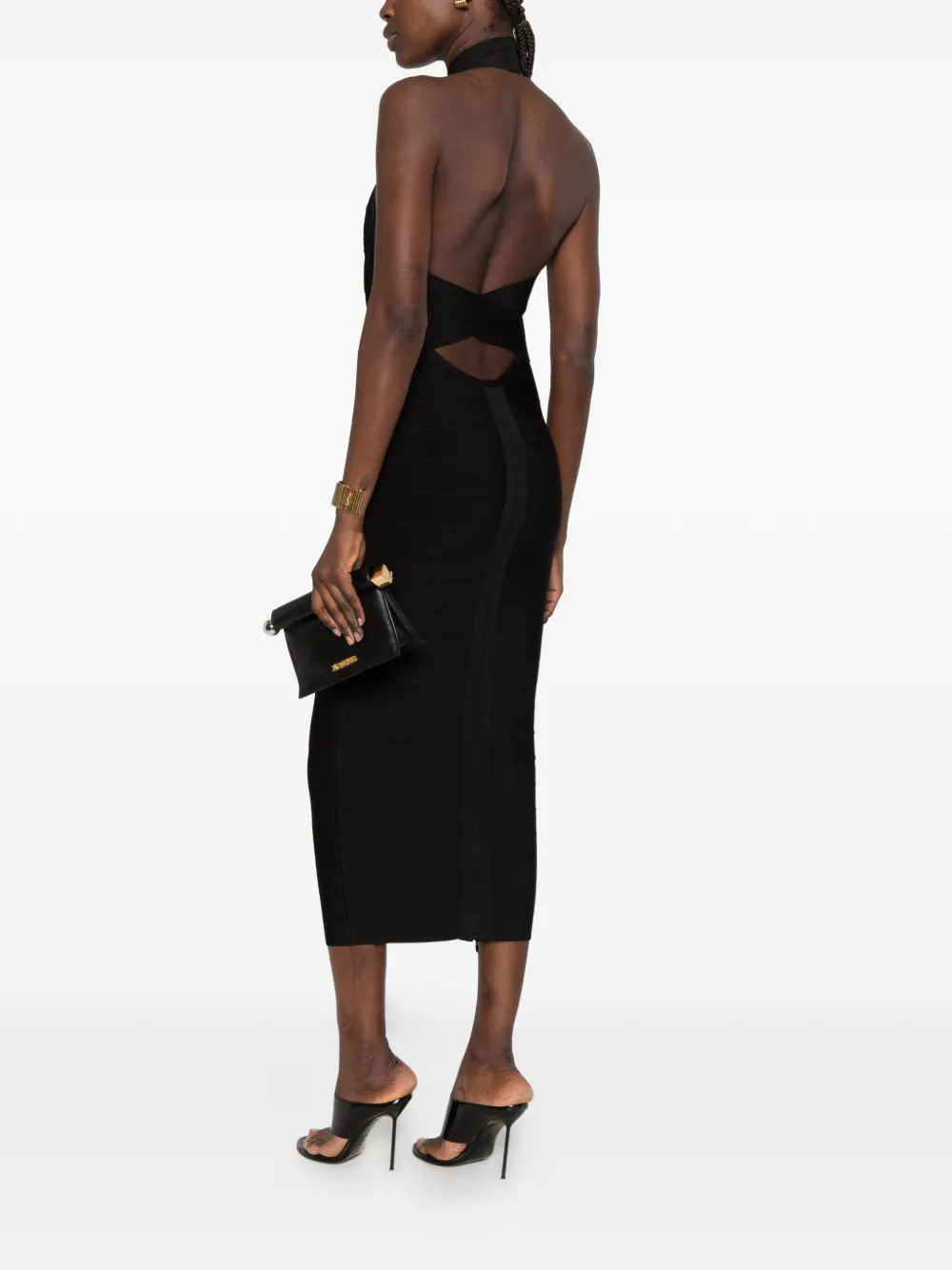Retrofete bandage halterneck dress Zwart