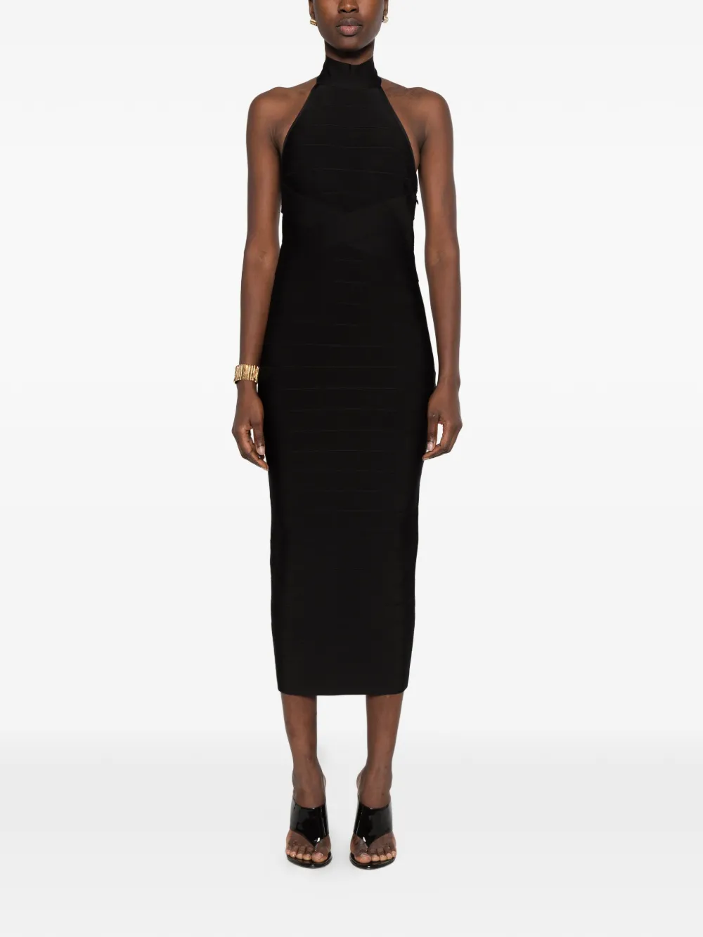 Retrofete bandage halterneck dress Zwart