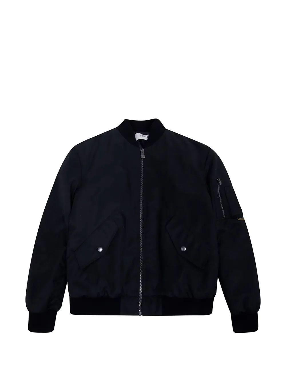 Fendi Kids logo-patch bomber jacket Zwart