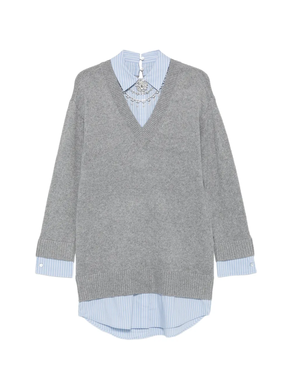 Cinq A Sept embellished layered-effect mini dress Grijs