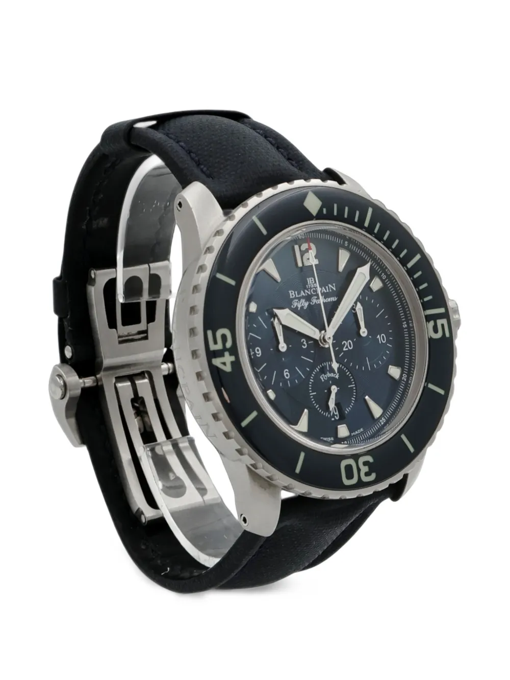 Pre-owned Blancpain Fifty Fathoms Flyback Chronograph 45mm Watch In Blue