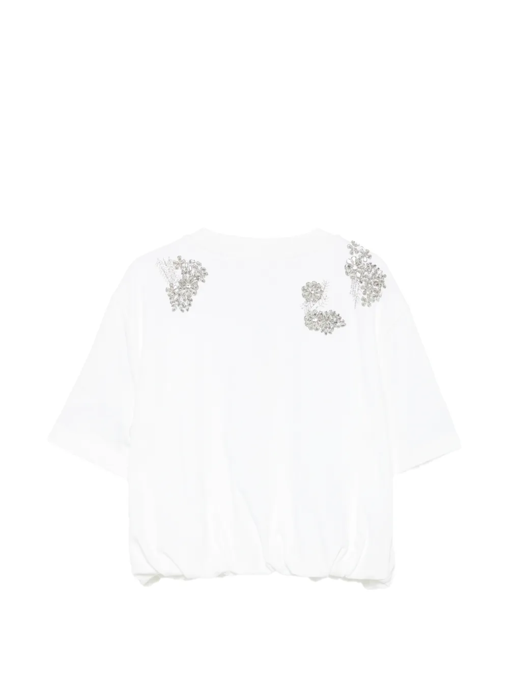 Cinq A Sept crystal-embellished gathered-hem T-shirt Wit