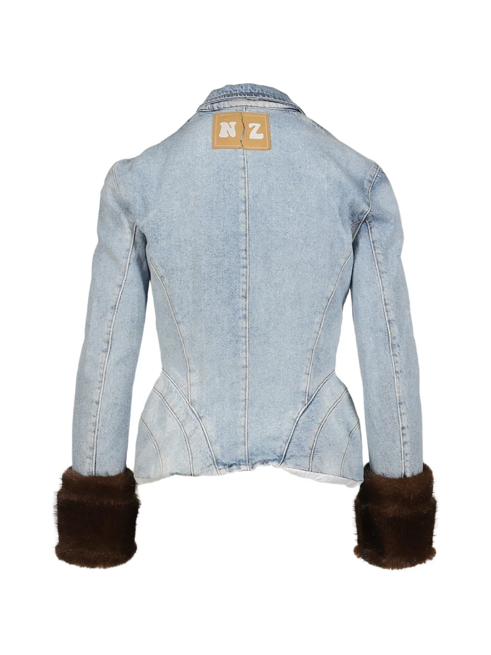 Natasha Zinko faux-fur trim denim jacket Blauw