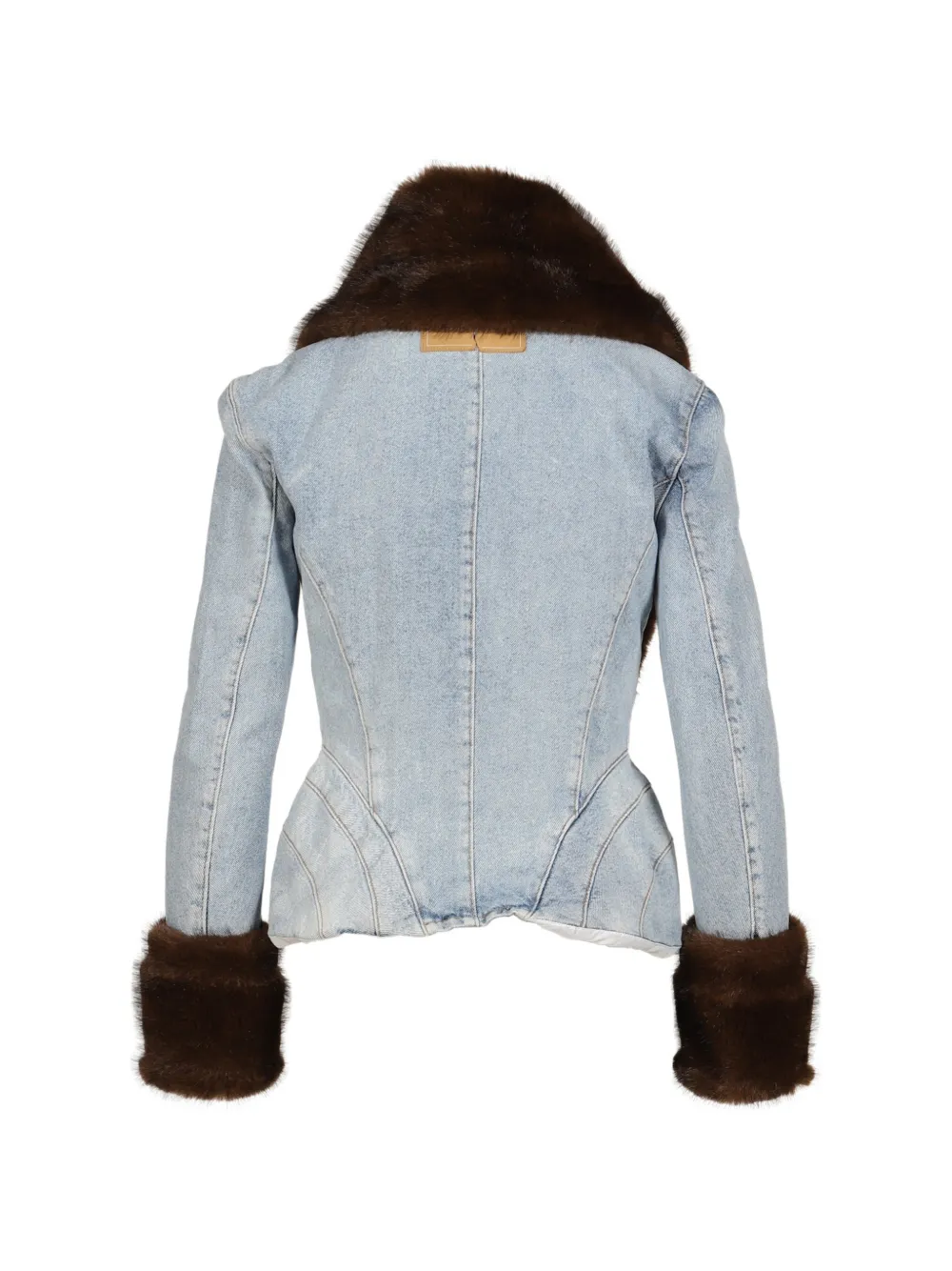 Natasha Zinko faux-fur trim denim jacket Blauw