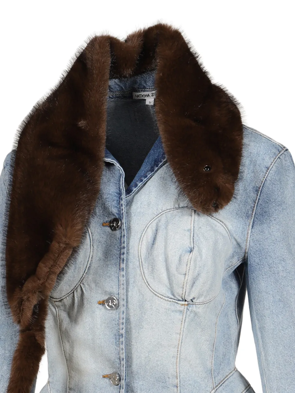 Natasha Zinko faux-fur trim denim jacket Blauw