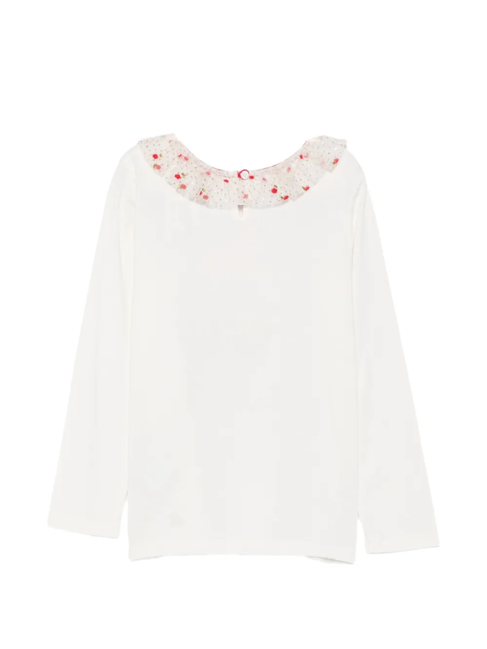 Bonpoint ruffled-detailing sheep-motif T-shirt Wit