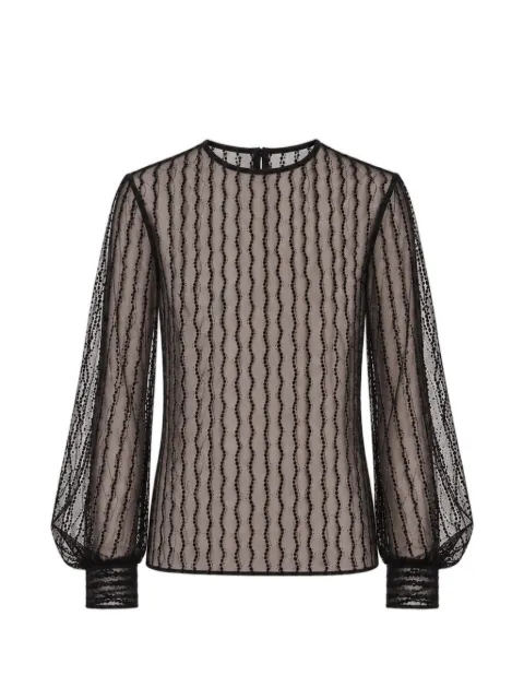 Alberta Ferretti sheer-lace puff-sleeve blouse