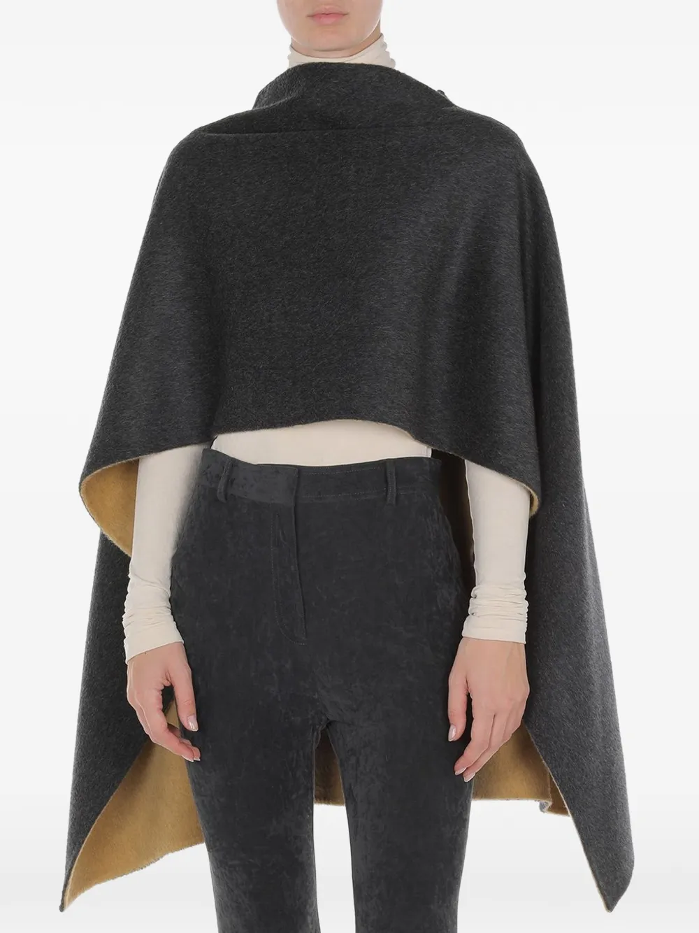 Alberta Ferretti jacquard reversible cape Grijs